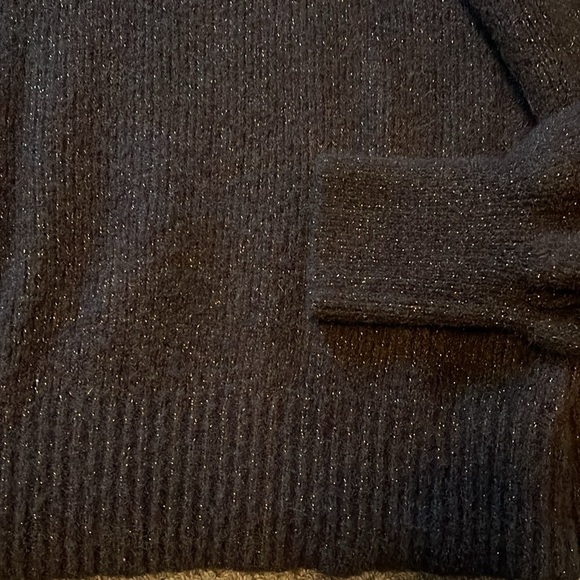 Time and Tru Women’s Mock Neck Sweater Tunic Long Sleeves Black metallic black - Picture 4 of 7